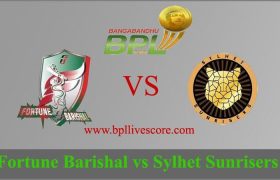 Fortune Barishal vs Sylhet Sunrisers Live Score Today Match